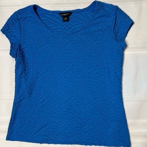 $5 ADD ON with $15+ Bundle Liz Claiborne Career Blue Knit Textured Top Sz XL EUC - Picture 5 of 9